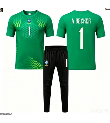 Brazílie Alisson Becker #1 Brankářské Dětské Venkovní Dres MS 2026 Krátký Rukáv (+ trenýrky)